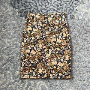 Lularoe Cassie Pencil Skirt Paisley Orange Medium